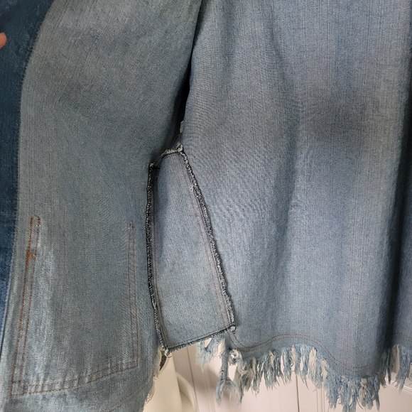 Hand painted jean open jacket poncho one size but listed as a small - Picture 8 of 10
